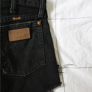 RARE! Vintage Black Denim Cowboy Cut-Off Shorts | Great Condition